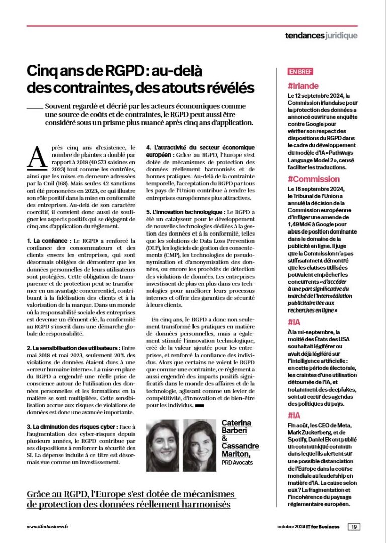 Read more about the article cinq ans de RGPD: au-delà des contraintes, des atouts révélés